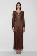 Chelsea Lurex Crochet Maxi Dress - Bronze